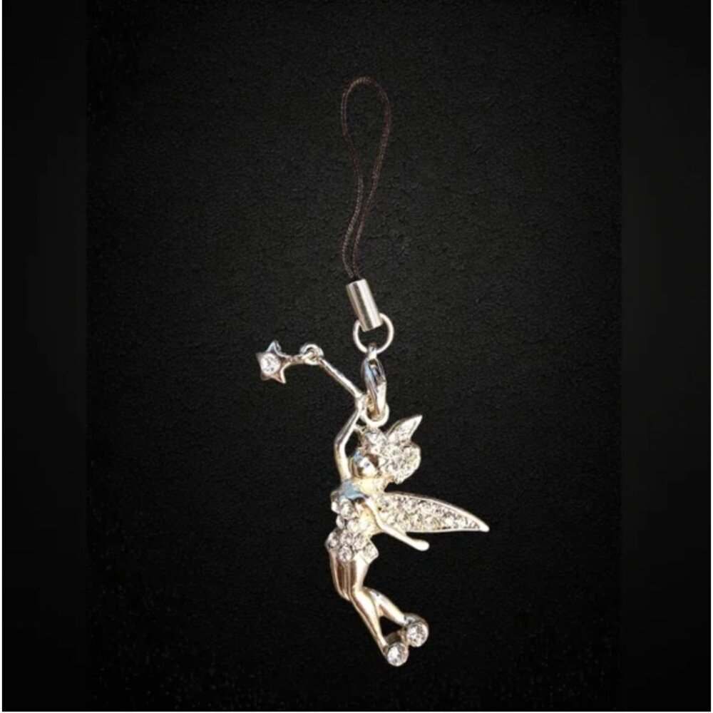 🔴 NWT Crystal Fairy Charm Silver Tone Phone & Bag Charm / Keychain Approx 2"